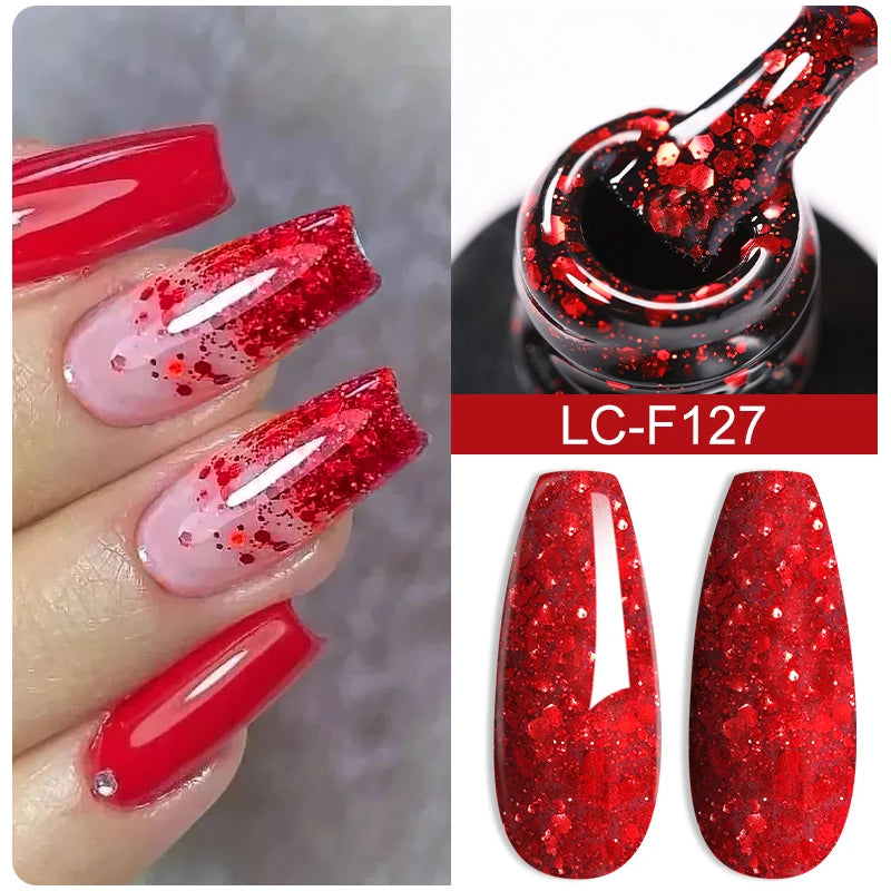LILYCUTE Nude Glitter Color Sparkling Gel Nail Polish Spring Long Lasting For Manicure Soak Off Nail Base Top Coat Gel Varnish