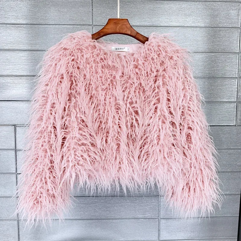 Women Fashion Faux Fur Coats Vintage Solid Loose Warm Flurry Coats Autumn Winter Lady Fashion Thick Streetwear Fur Jacket