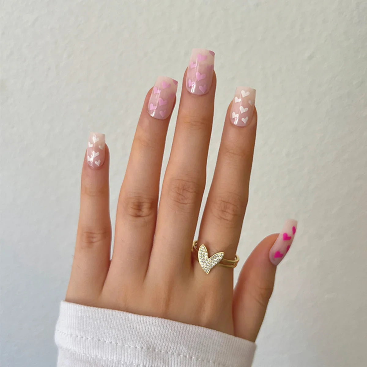 24Pcs Removable Wearable False Nails Art Short Glitter French Gold Edge Fake Nails Waterproof Press on Nail Tips Nails Supplies