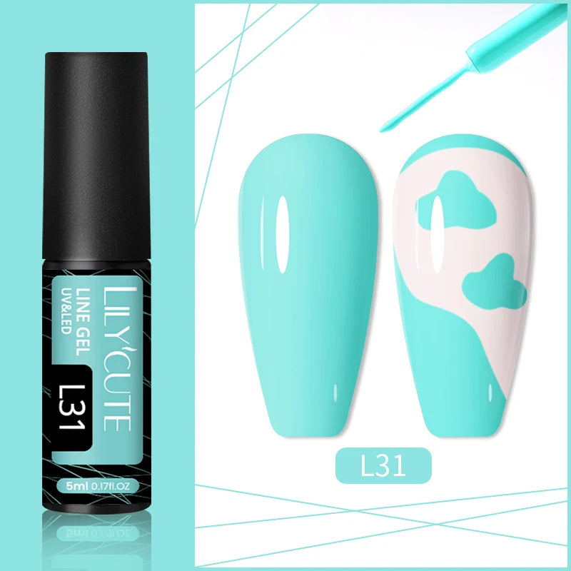 LILYCUTE 5ml Gold Sliver Metallic Liner Gel Nail Polish French Style Super Bright Mirror Pull Line Graffiti Painting Stripe Gel