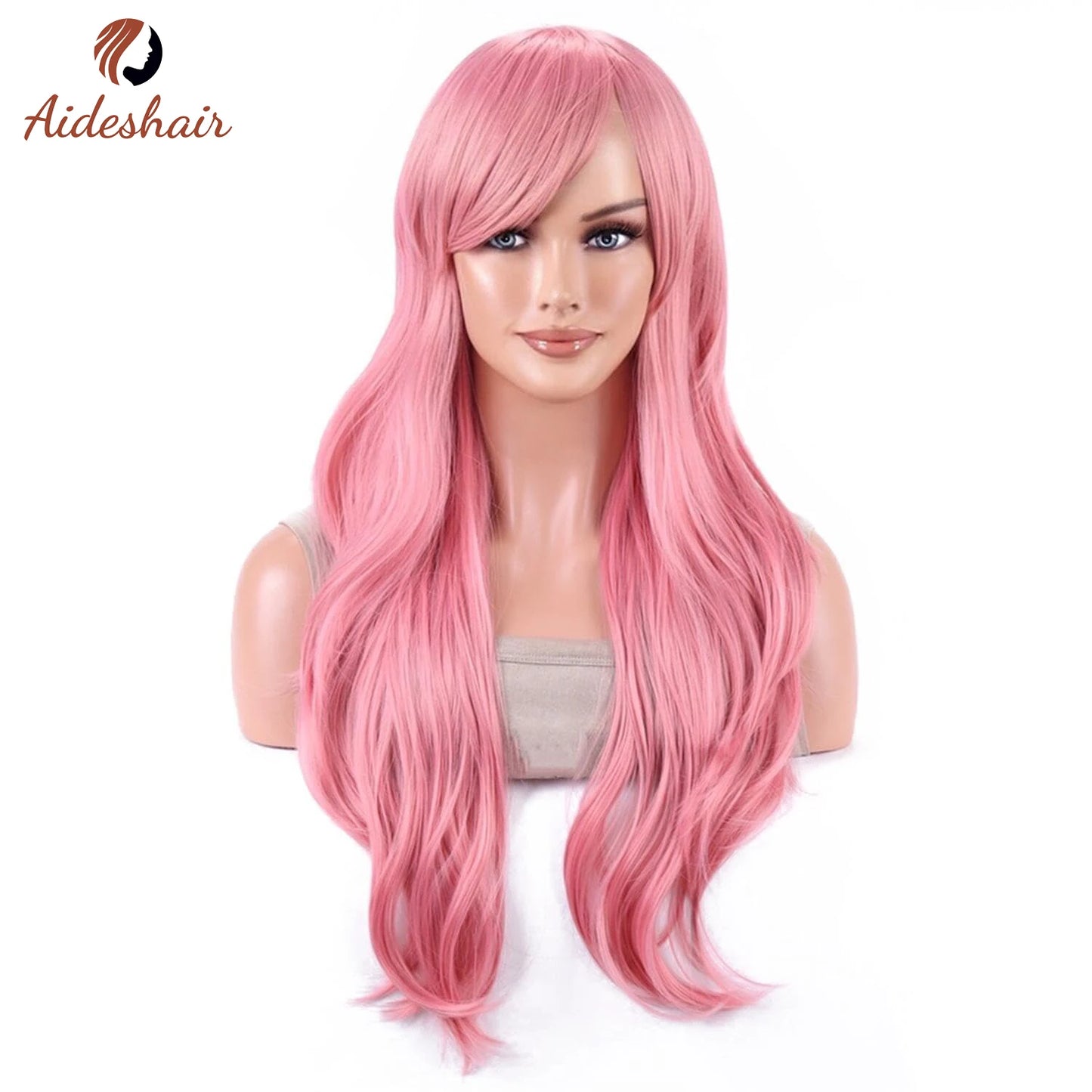 Aideshair Fashion Wigs 28" 70cm Long Wavy Curly Hair Heat Resistant Wig Cosplay Wig For Women With Free Wig Cap