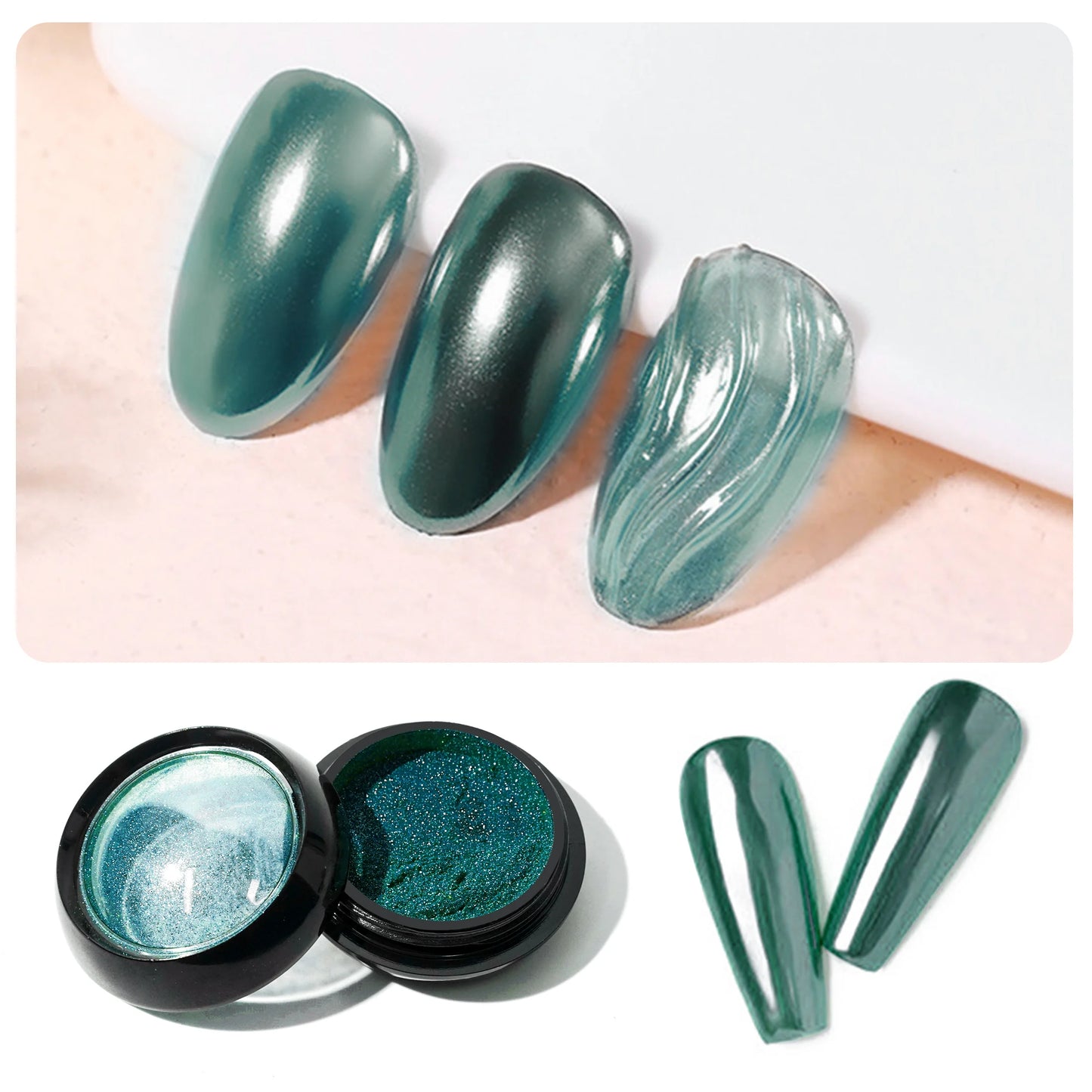 1pcs Nail Glitter Metallic Rubbing Dust Gel Polish Pigment Shinning Metal Manicure Decor Magic Mirror Powder Gold Silver Chrome