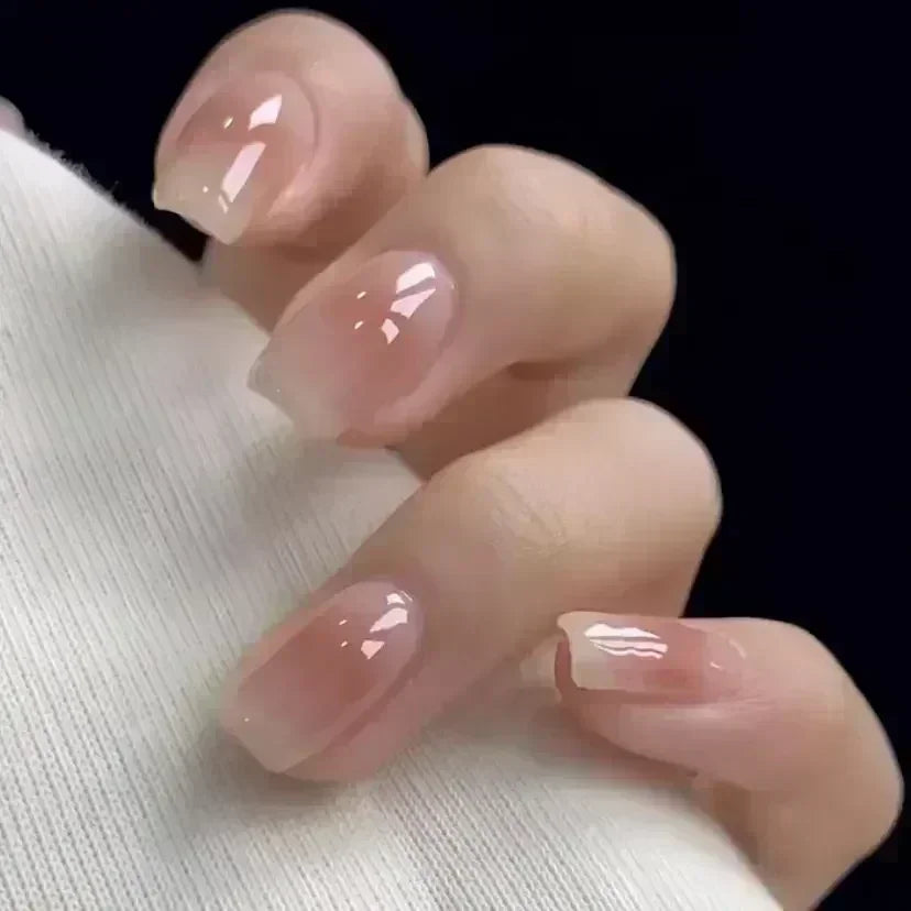 24Pcs Ballerina False Nails with Glue Short Nail Beauty Tools Press on Fake Nails Full Cover Artificial Nails Tips Manicure