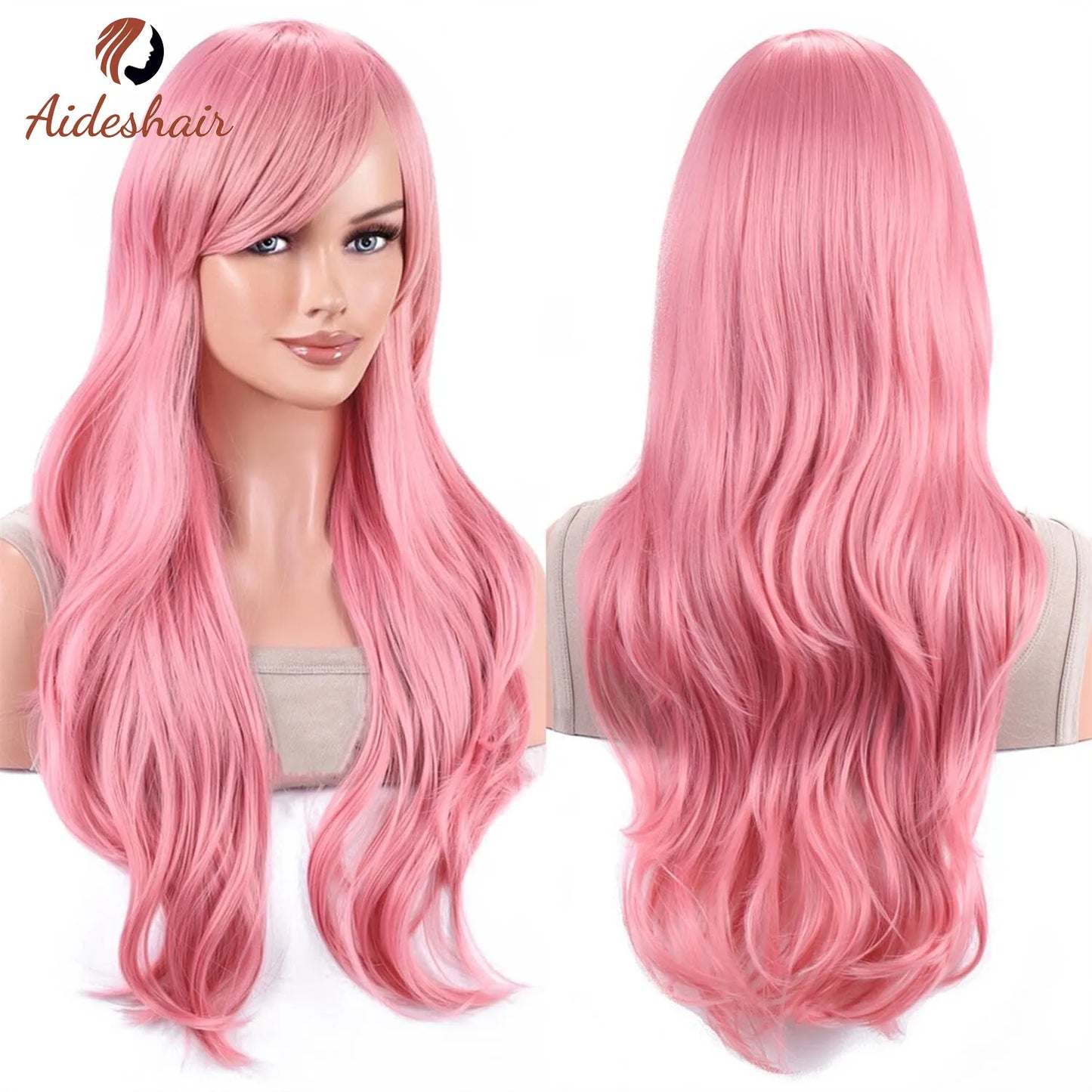 Aideshair Fashion Wigs 28" 70cm Long Wavy Curly Hair Heat Resistant Wig Cosplay Wig For Women With Free Wig Cap