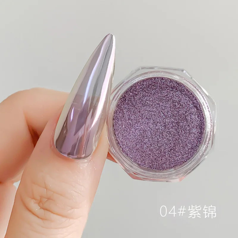 10g/Bottle Pearls White Nail Pigment Glitter Aurora Nail Powder Purple Chrome Glitter Pigment Dust UV Manicure Dip Powder