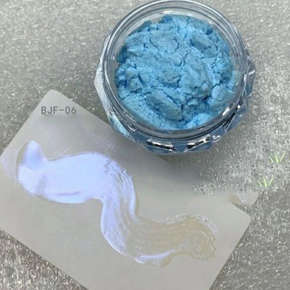 10g/Bottle Pearls White Nail Pigment Glitter Aurora Nail Powder Purple Chrome Glitter Pigment Dust UV Manicure Dip Powder