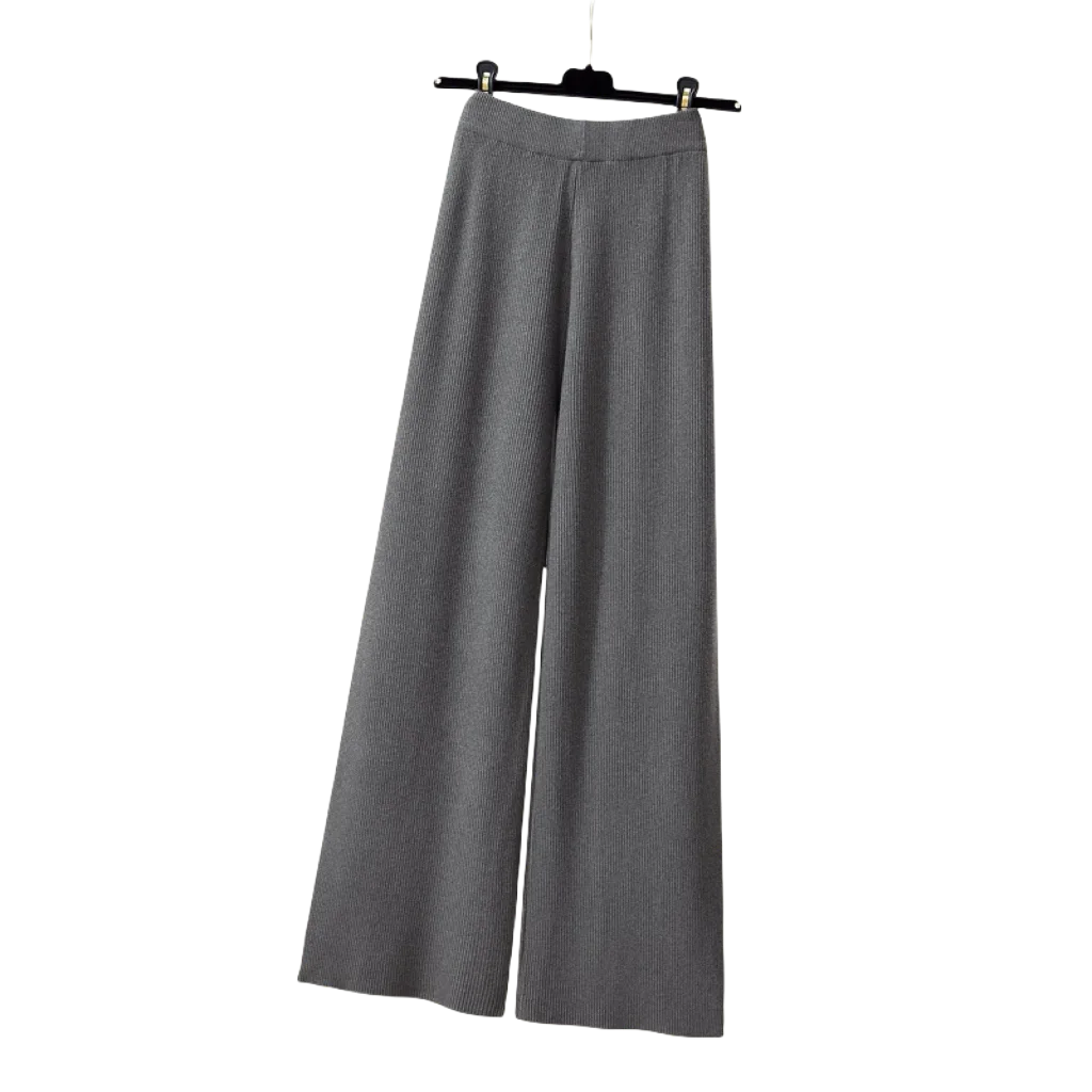 Autumn Winter Knitted 3 Pieces Set Office Ladies Elegant Knitted Vest+white Shirts+wide Leg Pants Sets For Women Clothing 2024