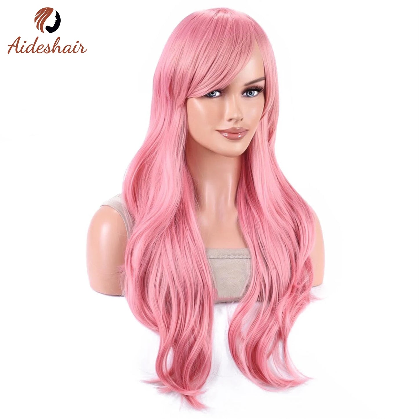 Aideshair Fashion Wigs 28" 70cm Long Wavy Curly Hair Heat Resistant Wig Cosplay Wig For Women With Free Wig Cap