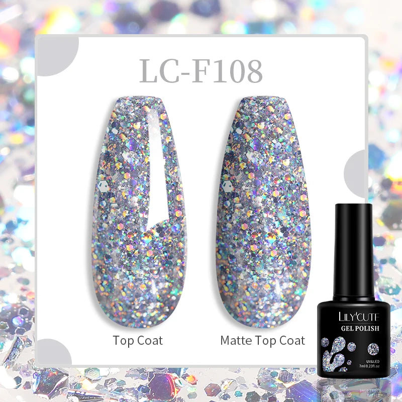 LILYCUTE 9D Rainbow Glitter Cat Magnetic Nail Gel Polish Snowlight Semi Permanent Soak Off Sparkling Nail Varnish