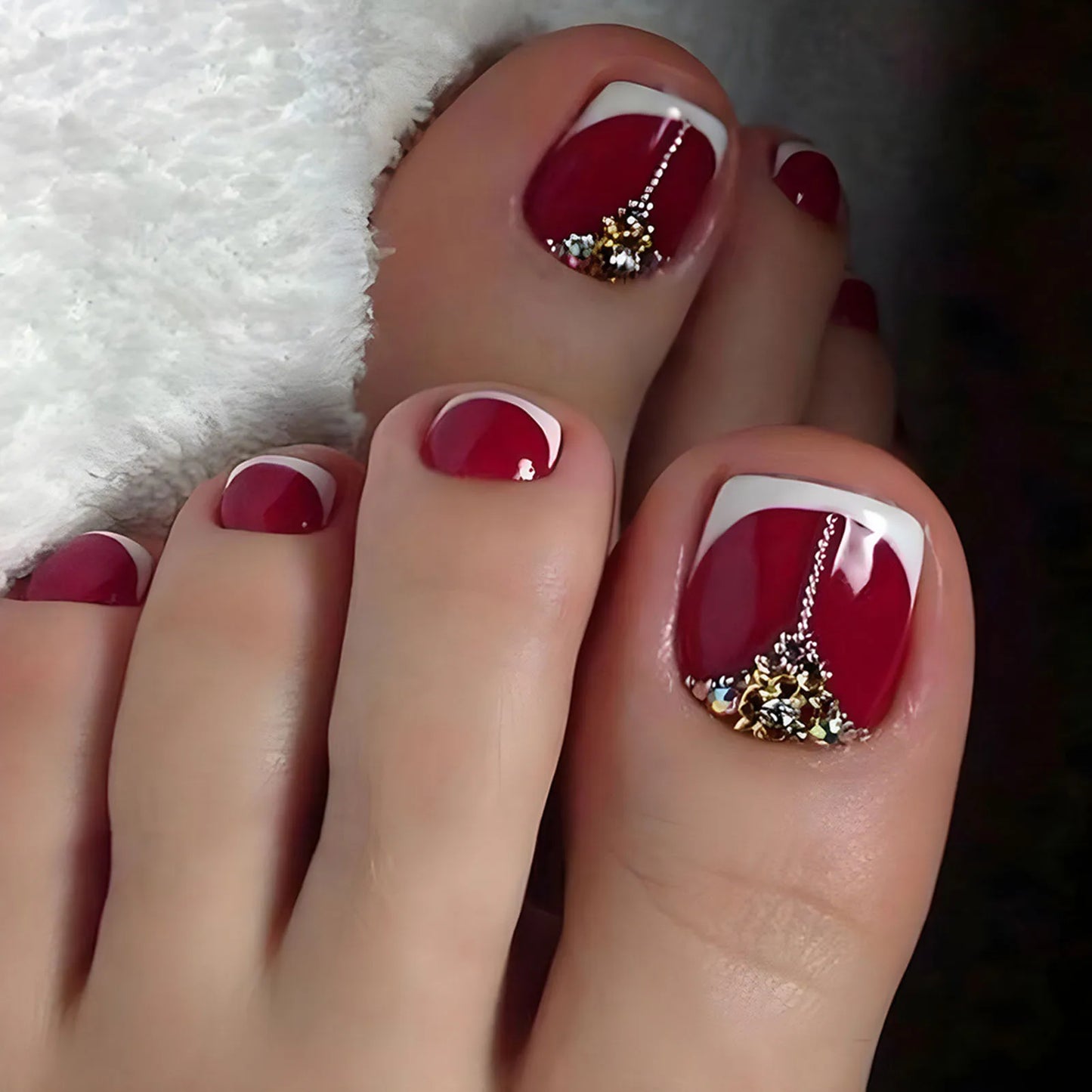 24Pcs False Toes Nails French Square Nude Color Nature Fake Toe Nails Feet Nail Tips Artificial Press On Toenails for Women 2025