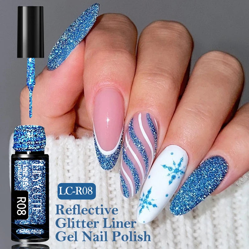 LILYCUTE 5ml Gold Sliver Metallic Liner Gel Nail Polish French Style Super Bright Mirror Pull Line Graffiti Painting Stripe Gel