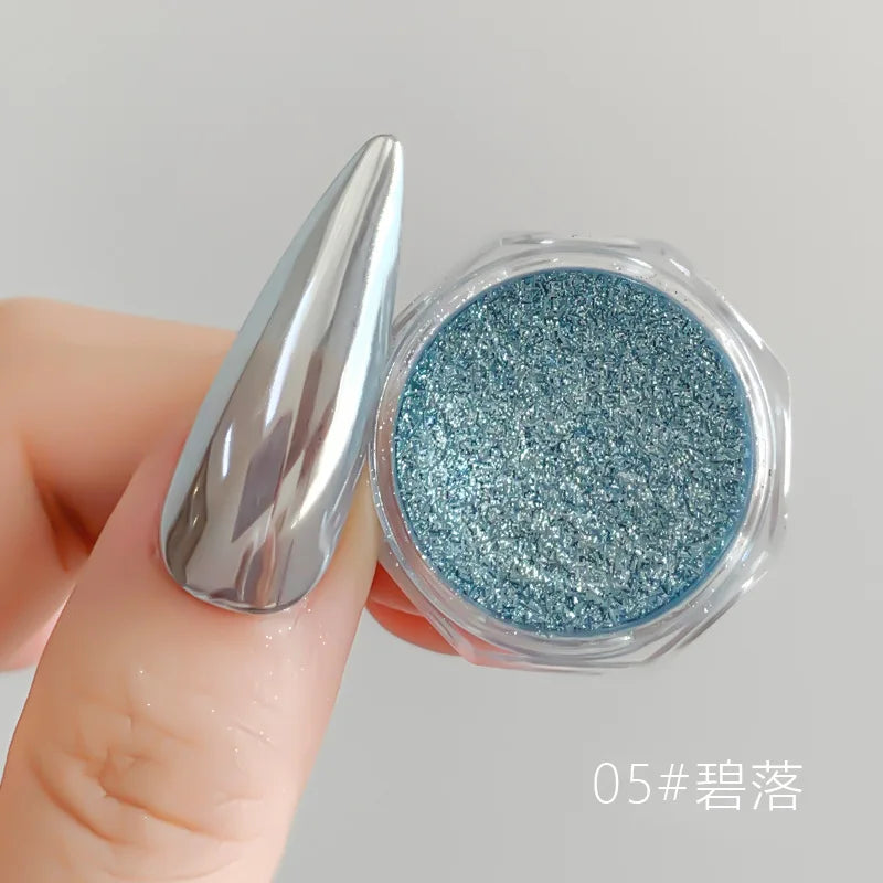 10g/Bottle Pearls White Nail Pigment Glitter Aurora Nail Powder Purple Chrome Glitter Pigment Dust UV Manicure Dip Powder