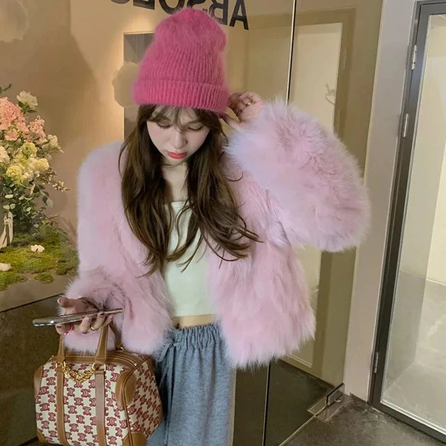 Faux Fur Coat Womens Clothing 2024 New Fashion Casual Imitation Fox Fur Coat Female Short Loose Comfortable Winter Jacket