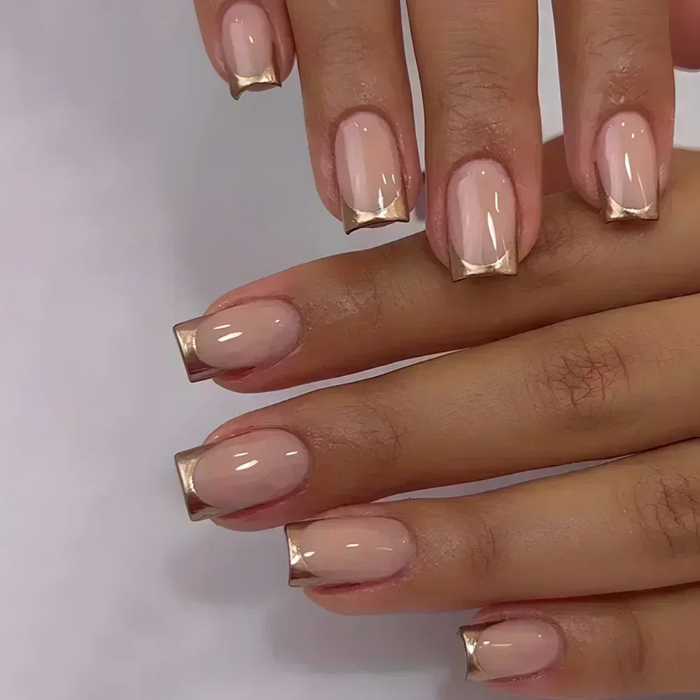 24Pcs Ballerina False Nails with Glue Short Nail Beauty Tools Press on Fake Nails Full Cover Artificial Nails Tips Manicure