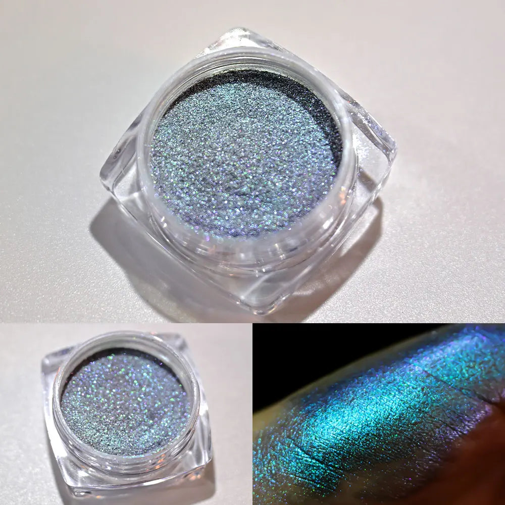 10g/Bottle Pearls White Nail Pigment Glitter Aurora Nail Powder Purple Chrome Glitter Pigment Dust UV Manicure Dip Powder