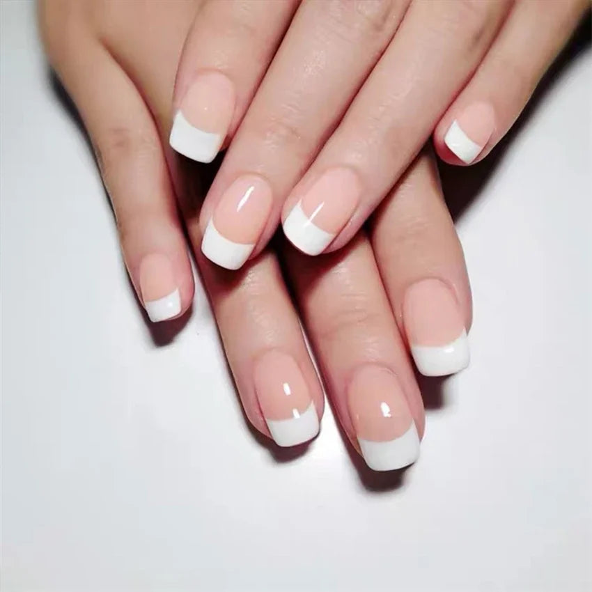 24Pcs Medium Long Acrylic Fake Nails Art Cool Spice Girls Wearing False Nails Set Press on Nail Tips Removable French Nails Fake