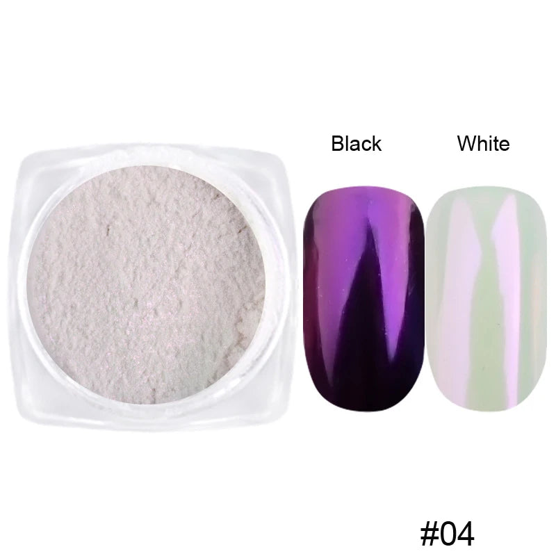 10g/Bottle Pearls White Nail Pigment Glitter Aurora Nail Powder Purple Chrome Glitter Pigment Dust UV Manicure Dip Powder