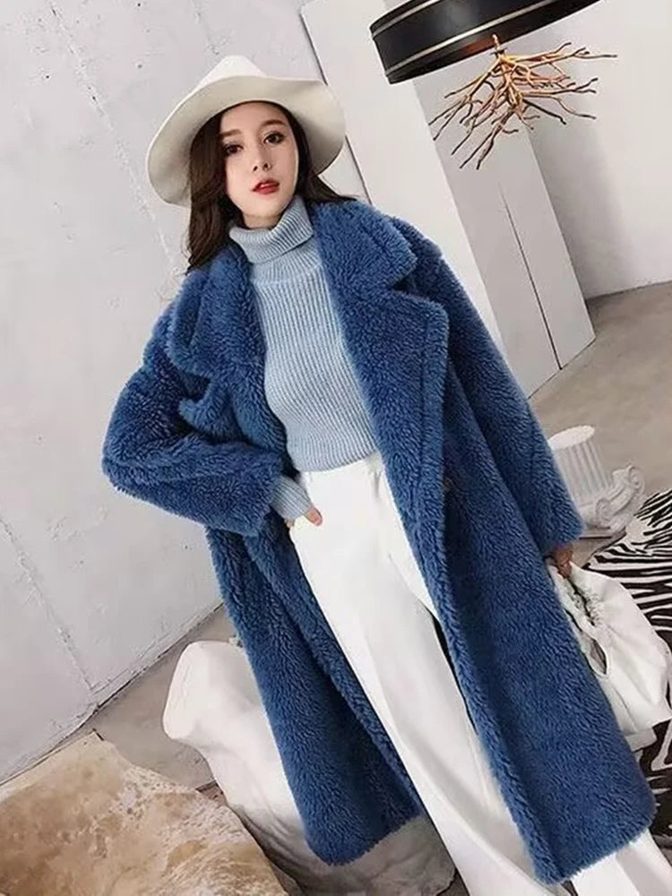 ZADORIN Winter Thick Warm Solid Teddy Coat Women High Street Oversized Pink Faux Lamb Fur Coat Ladies Long Faux Fur Jacket