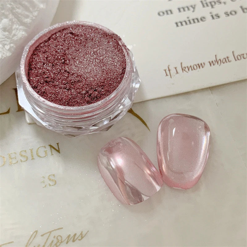 10g/Bottle Pearls White Nail Pigment Glitter Aurora Nail Powder Purple Chrome Glitter Pigment Dust UV Manicure Dip Powder