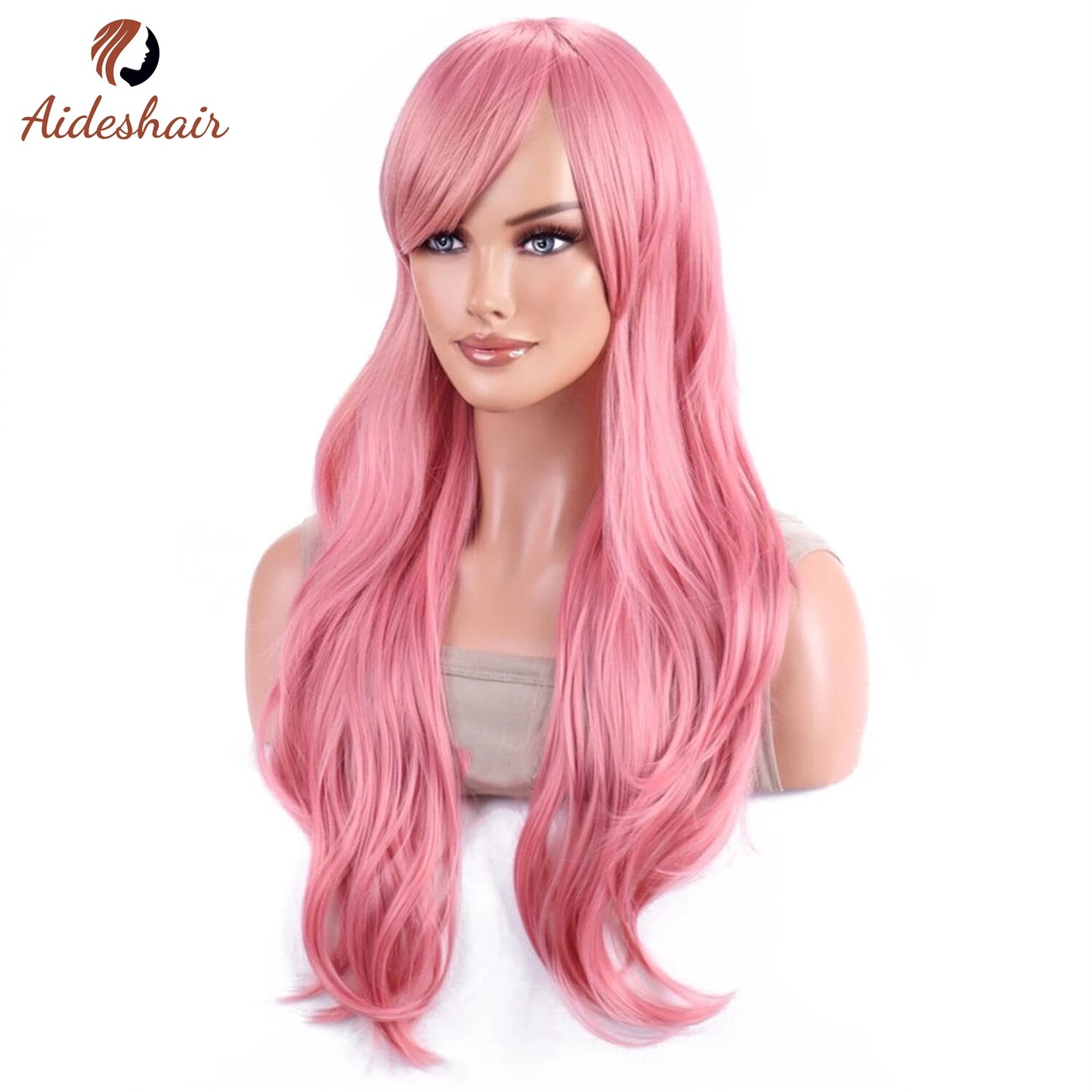 Aideshair Fashion Wigs 28" 70cm Long Wavy Curly Hair Heat Resistant Wig Cosplay Wig For Women With Free Wig Cap