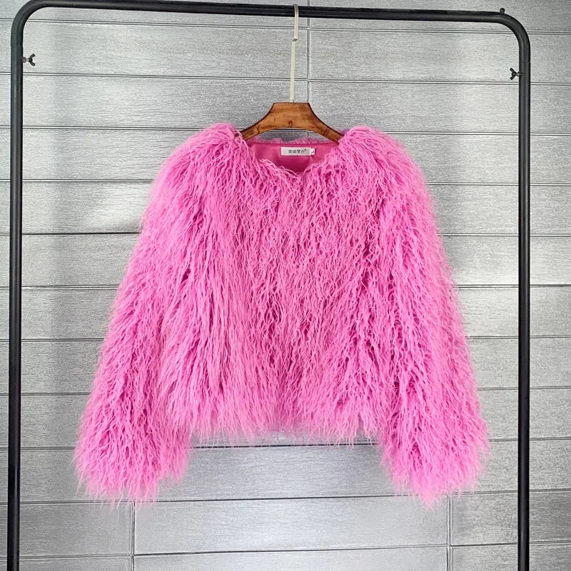 Women Fashion Faux Fur Coats Vintage Solid Loose Warm Flurry Coats Autumn Winter Lady Fashion Thick Streetwear Fur Jacket