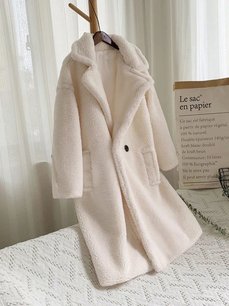 ZADORIN Winter Thick Warm Solid Teddy Coat Women High Street Oversized Pink Faux Lamb Fur Coat Ladies Long Faux Fur Jacket