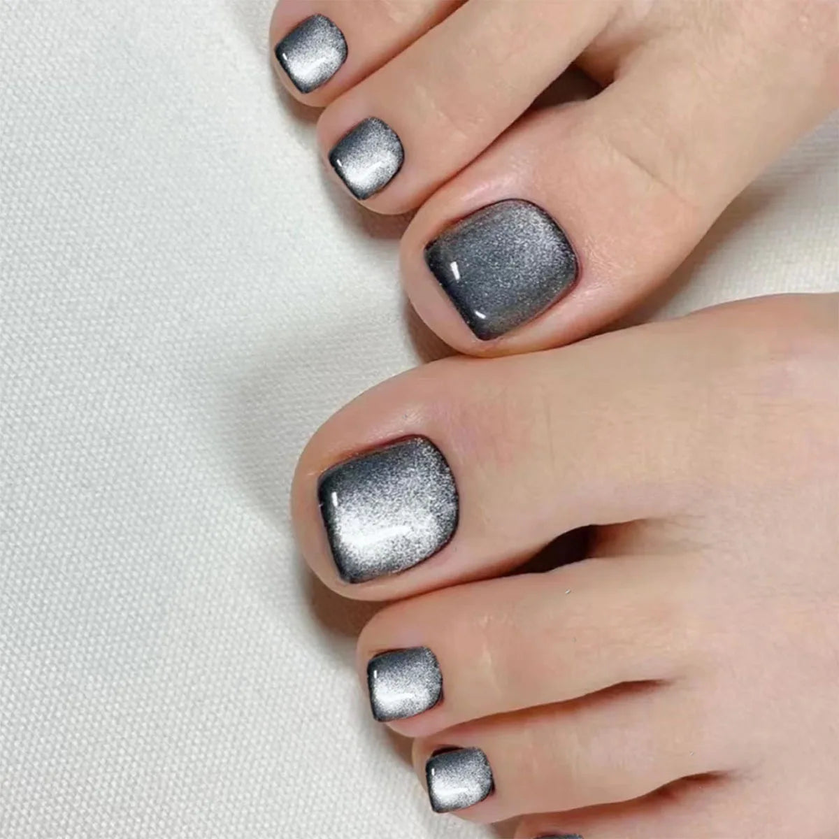 24Pcs False Toes Nails French Square Nude Color Nature Fake Toe Nails Feet Nail Tips Artificial Press On Toenails for Women 2025