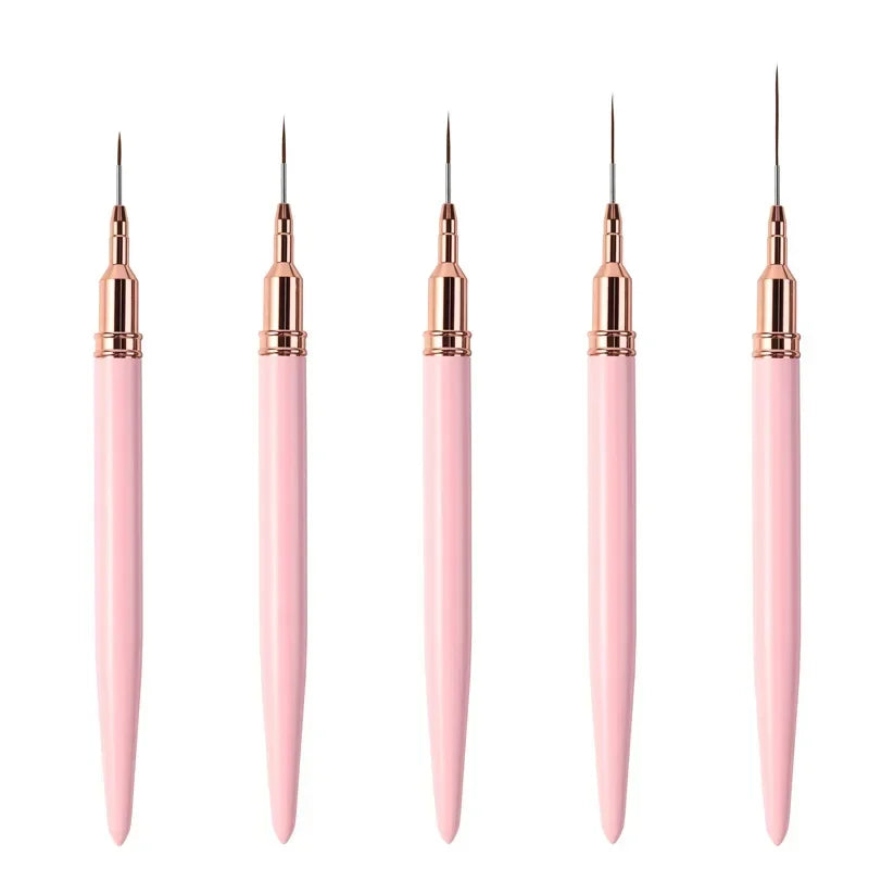 5Pcs/Set Nail Art Liner Brushes Set Elongated Lines Striping Drawing UV Gel Painting Nail Design Pen Professional Manicure Tool