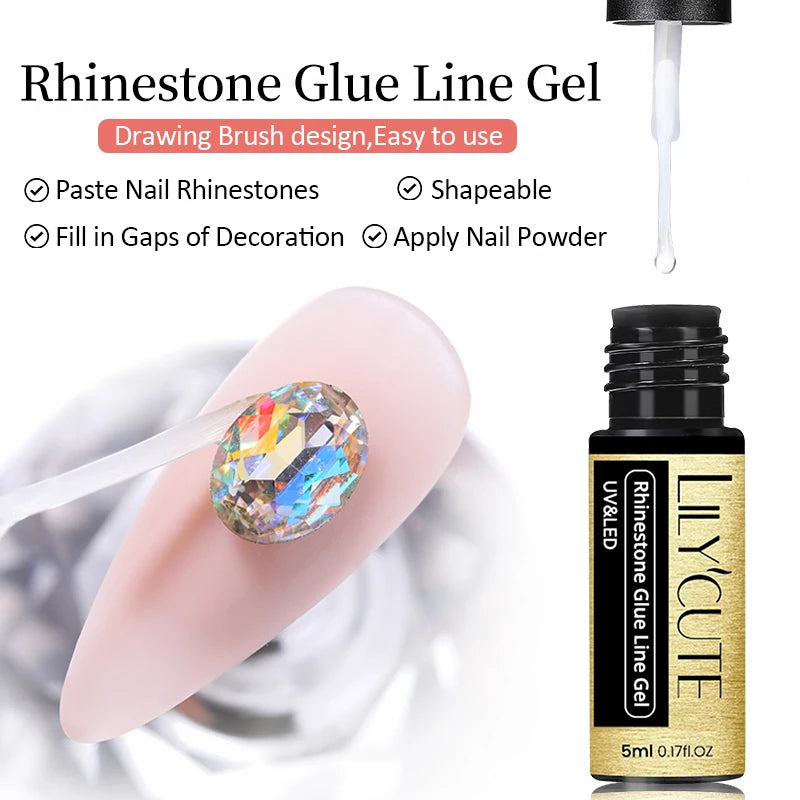 LILYCUTE 5ml Gold Sliver Metallic Liner Gel Nail Polish French Style Super Bright Mirror Pull Line Graffiti Painting Stripe Gel