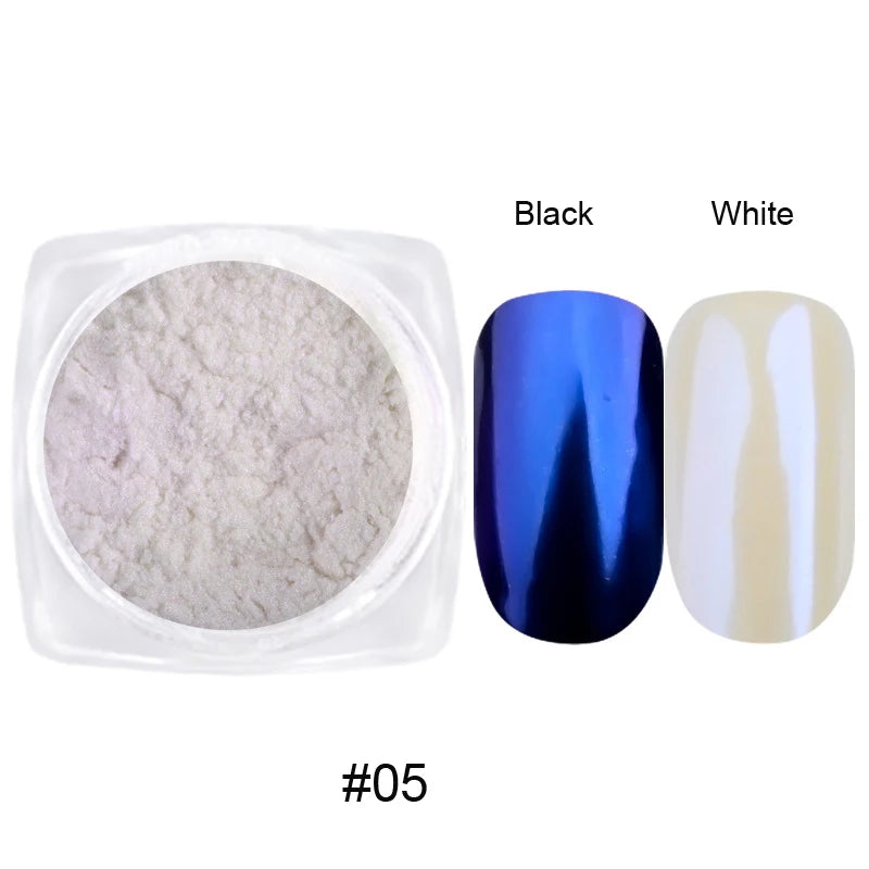 10g/Bottle Pearls White Nail Pigment Glitter Aurora Nail Powder Purple Chrome Glitter Pigment Dust UV Manicure Dip Powder