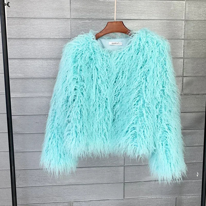 Women Fashion Faux Fur Coats Vintage Solid Loose Warm Flurry Coats Autumn Winter Lady Fashion Thick Streetwear Fur Jacket