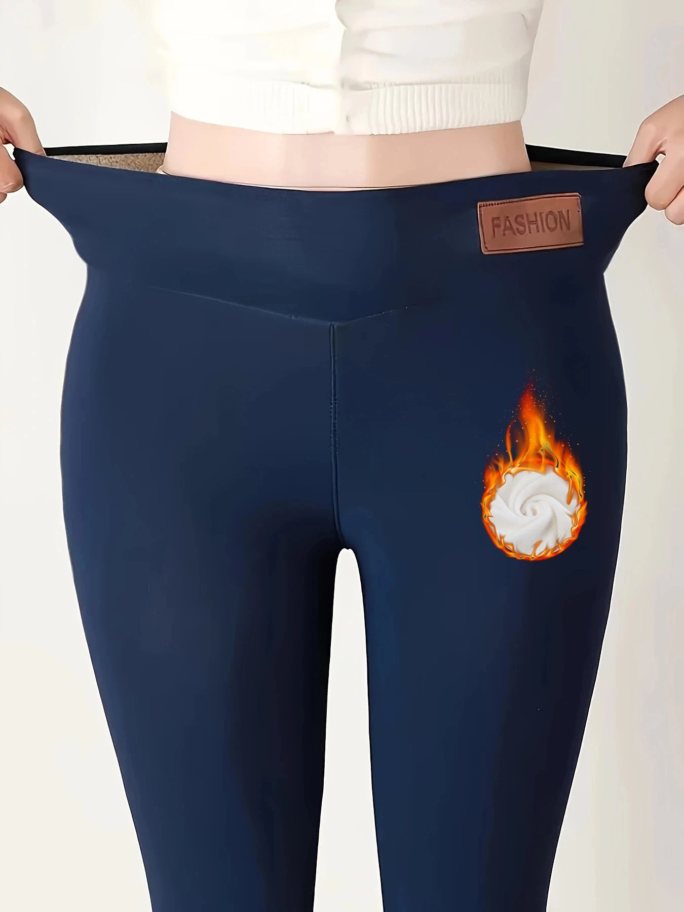 Winter Warm Plush Leggings, Thermal Casual Stretchy Leggings For Fall & Winter, Women's Clothing