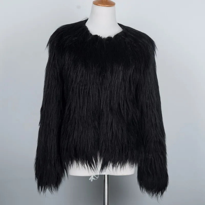 2023 Winter New Faux Fur Coat Women Jacket Female Fuzzy Fur Coat Winter Thick Warm Fluffy Artificial Fur Casual Jacket Outerwear