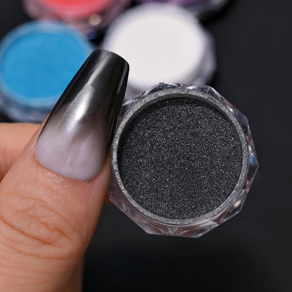 10g/Bottle Pearls White Nail Pigment Glitter Aurora Nail Powder Purple Chrome Glitter Pigment Dust UV Manicure Dip Powder