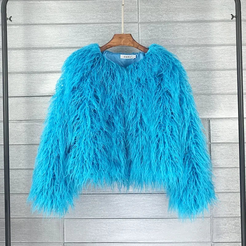 Women Fashion Faux Fur Coats Vintage Solid Loose Warm Flurry Coats Autumn Winter Lady Fashion Thick Streetwear Fur Jacket