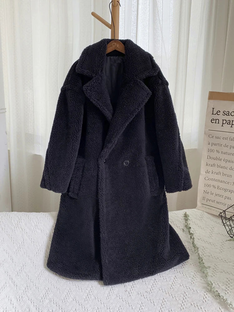 ZADORIN Winter Thick Warm Solid Teddy Coat Women High Street Oversized Pink Faux Lamb Fur Coat Ladies Long Faux Fur Jacket