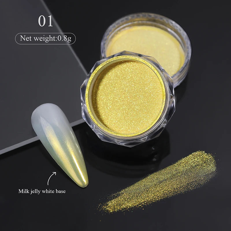 1Box Nail Mirror Glitter Powder Metallic Colorful Dust Metal Effect Nail Glitter Gold Nail Art UV Gel Polish Chrome Flakes Dust