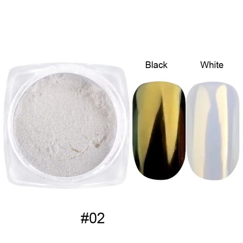 10g/Bottle Pearls White Nail Pigment Glitter Aurora Nail Powder Purple Chrome Glitter Pigment Dust UV Manicure Dip Powder