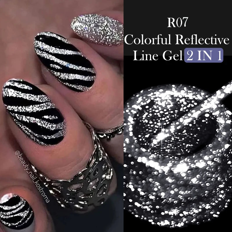 LILYCUTE 5ml Gold Sliver Metallic Liner Gel Nail Polish French Style Super Bright Mirror Pull Line Graffiti Painting Stripe Gel