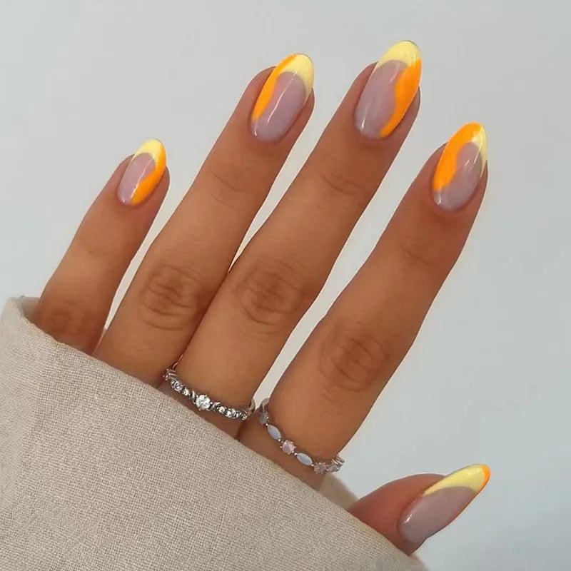24Pcs Removable Wearable False Nails Art Short Glitter French Gold Edge Fake Nails Waterproof Press on Nail Tips Nails Supplies