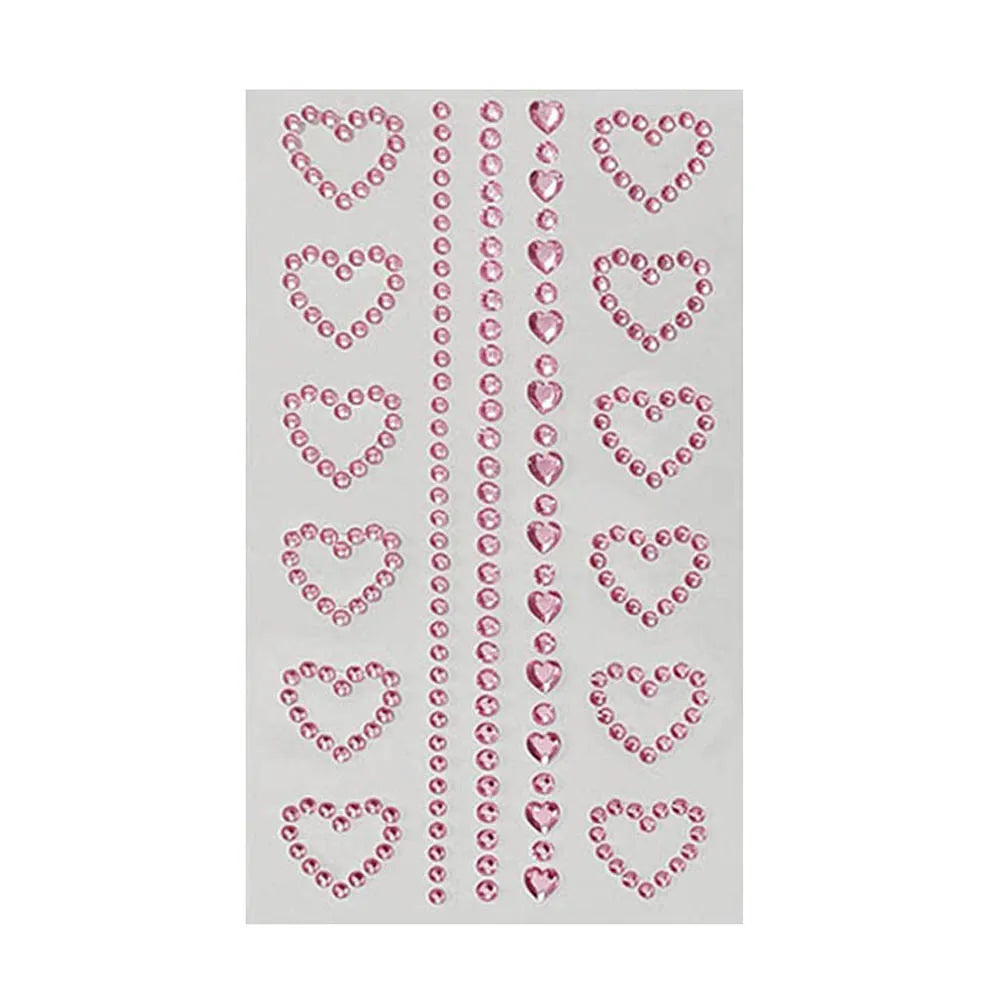 3D Face Jewelry Crystal Diamond Tattoo Stickers DIY Women Eyes Face Body Pink Heart Pearl Rhinestones 3D Makeup Art Stage