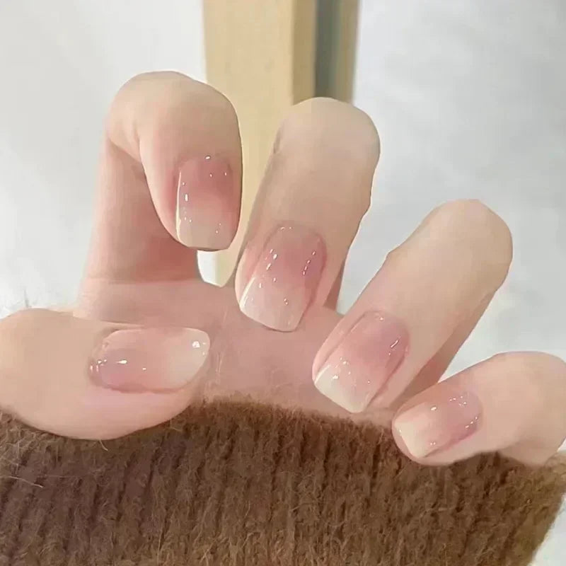 24Pcs Ballerina False Nails with Glue Short Nail Beauty Tools Press on Fake Nails Full Cover Artificial Nails Tips Manicure