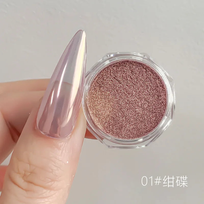 10g/Bottle Pearls White Nail Pigment Glitter Aurora Nail Powder Purple Chrome Glitter Pigment Dust UV Manicure Dip Powder