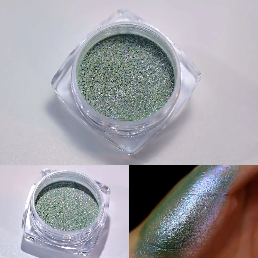 10g/Bottle Pearls White Nail Pigment Glitter Aurora Nail Powder Purple Chrome Glitter Pigment Dust UV Manicure Dip Powder