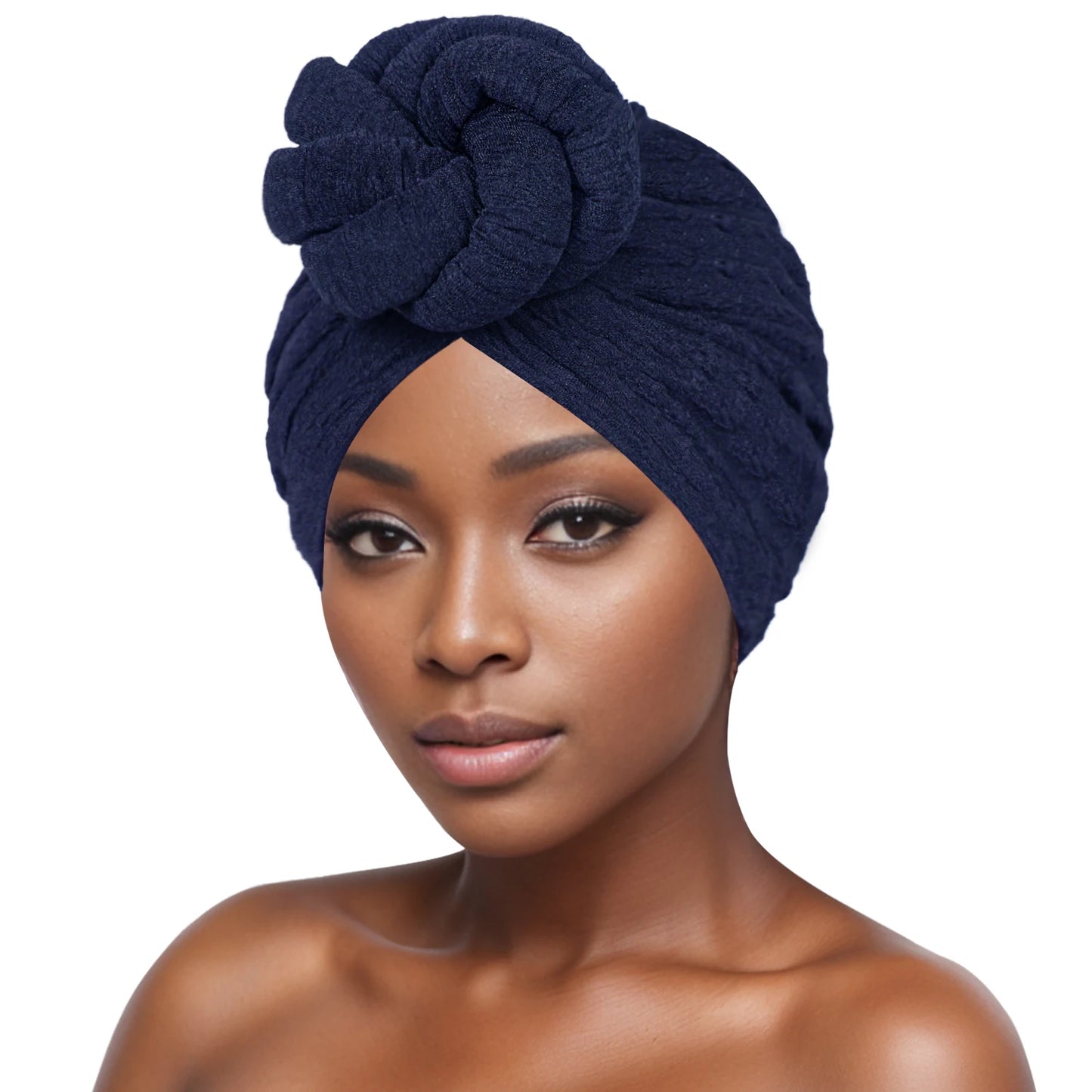 Women's Fashion Turbans New Bubble Cloth Large Plate Flower Elastic Leisure Comfortable and Breathable Daily Hat Headband Hat