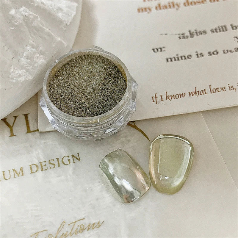 10g/Bottle Pearls White Nail Pigment Glitter Aurora Nail Powder Purple Chrome Glitter Pigment Dust UV Manicure Dip Powder