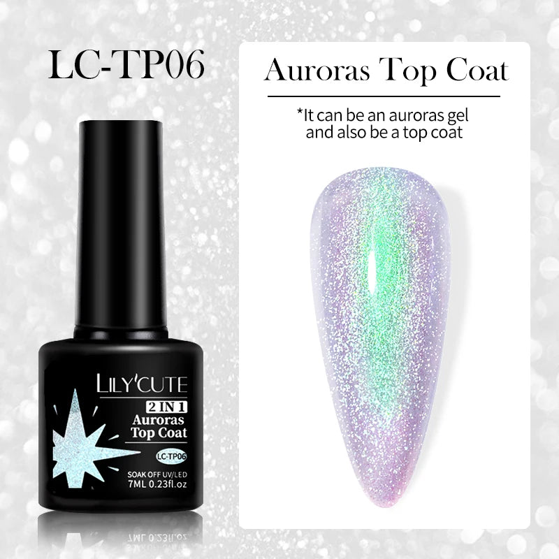 LILYCUTE 9D Rainbow Glitter Cat Magnetic Nail Gel Polish Snowlight Semi Permanent Soak Off Sparkling Nail Varnish