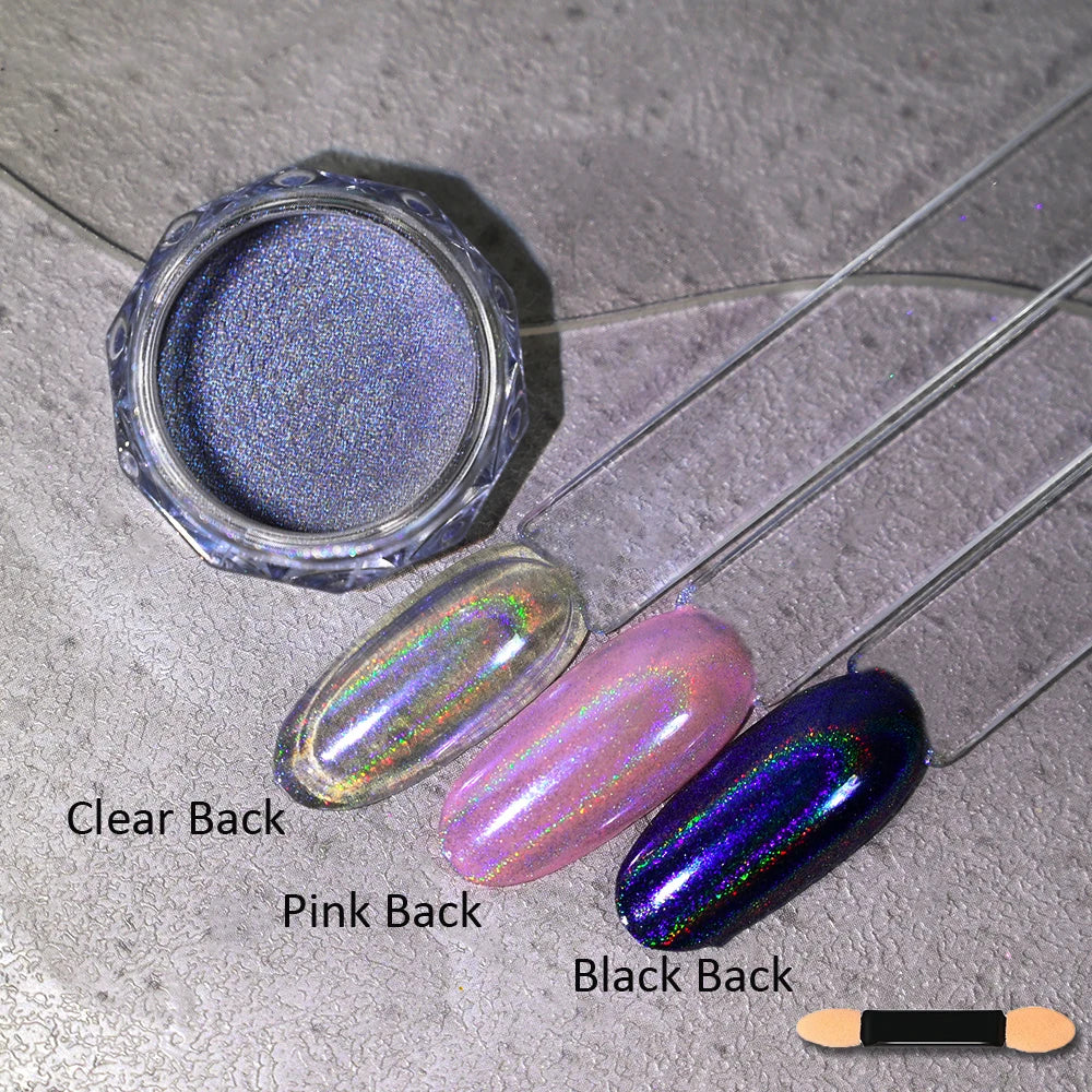 10g/Bottle Pearls White Nail Pigment Glitter Aurora Nail Powder Purple Chrome Glitter Pigment Dust UV Manicure Dip Powder