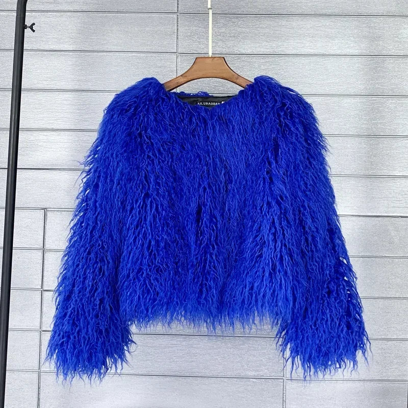 Women Fashion Faux Fur Coats Vintage Solid Loose Warm Flurry Coats Autumn Winter Lady Fashion Thick Streetwear Fur Jacket