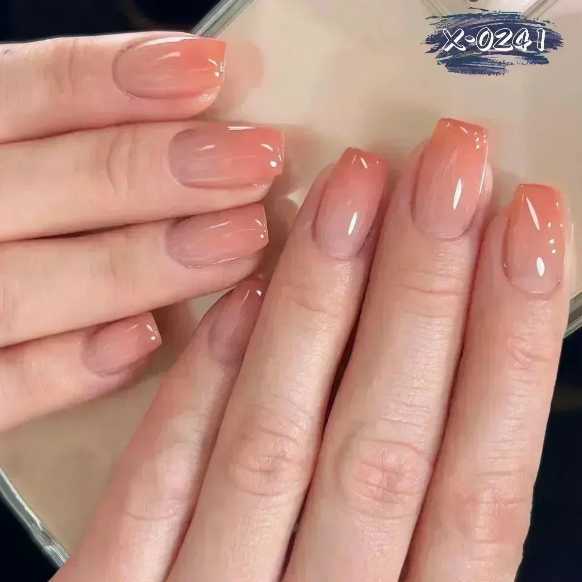 24Pcs Ballerina False Nails with Glue Short Nail Beauty Tools Press on Fake Nails Full Cover Artificial Nails Tips Manicure